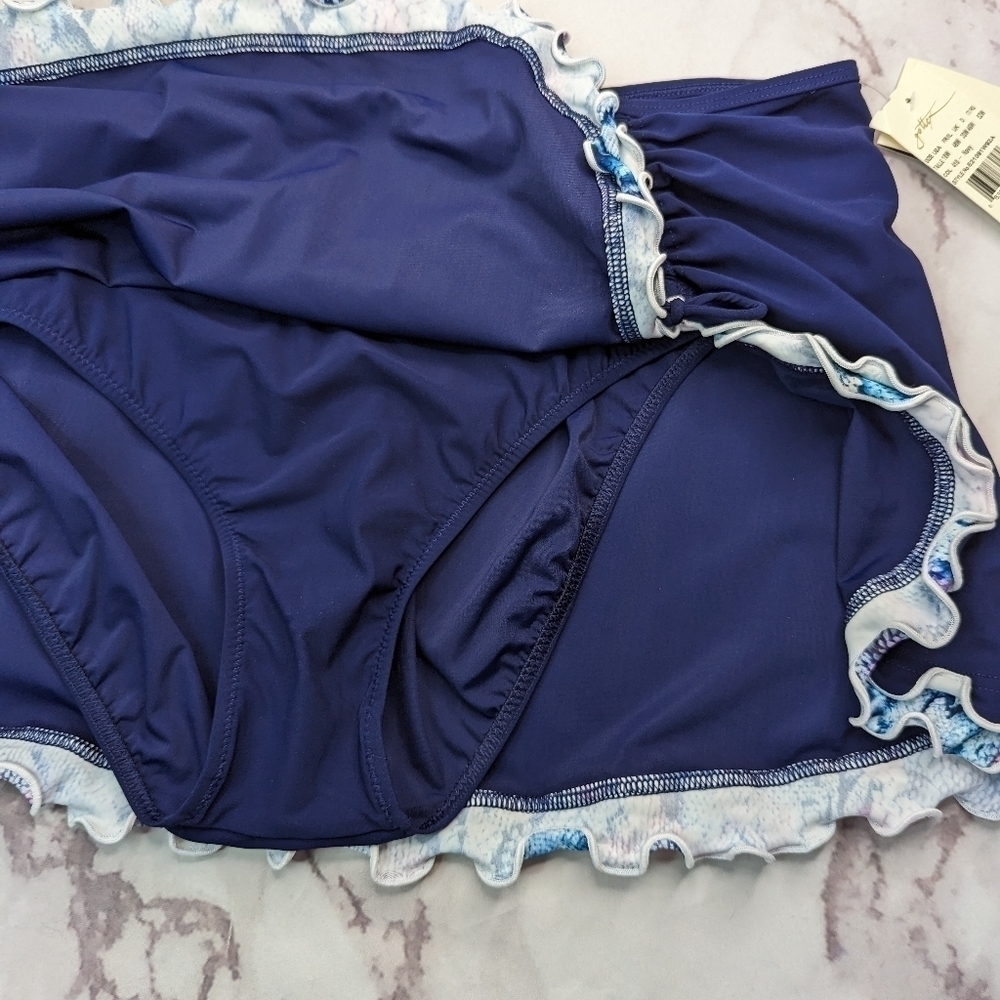 Profile By Gottex Swim Skirt Womens 18 W 2X Blue Bottom Synch Bathing Suit - Picture 5 of 13
